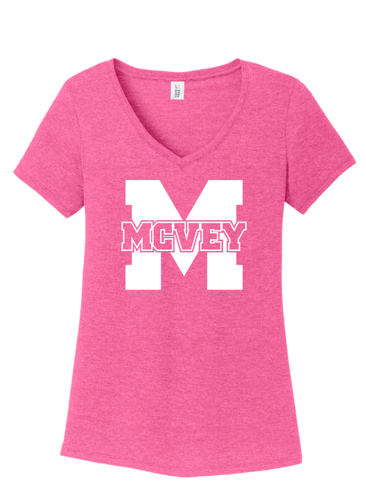 NEW! Pink MCVEY Women's V-Neck Tri-Blend T-Shirt